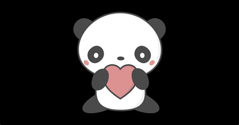 Kawaii Cute Panda With A Heart T Shirt Panda Tapestry Teepublic