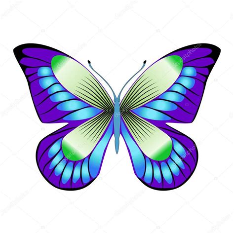 Bright Beautiful Green Butterfly Vector Illustration Isolated — Stock