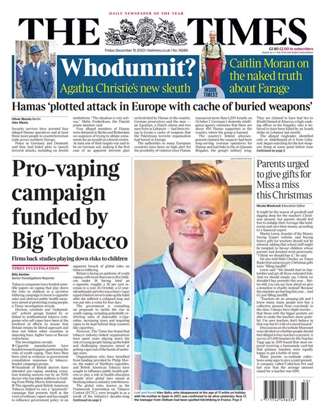 Times Front Page 15th Of December 2023 Tomorrow S Papers Today