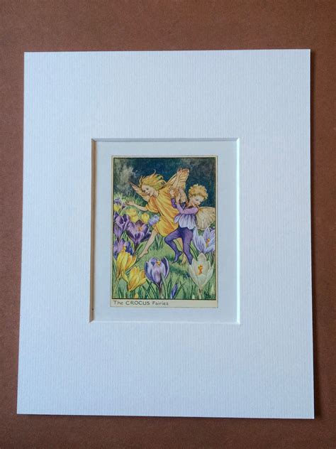 1968 Crocus Fairies Original Vintage Print Flower Fairy Cicely Mary