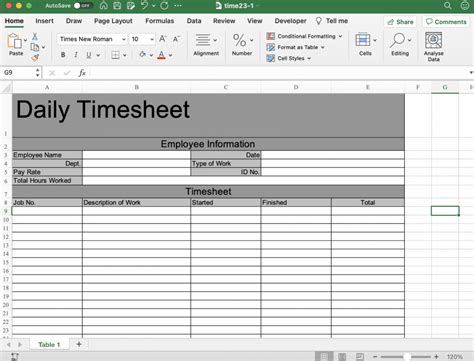 Make Time Table In Excel
