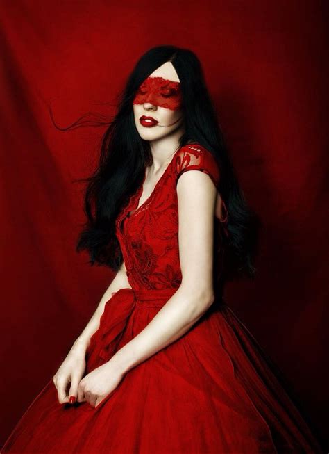 Girl Wearing A Red Dress And A Red Lace Blindfold Blindfold Art Pinterest Lace Blindfold