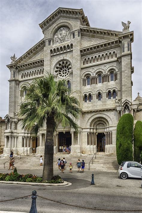 Facade Of The Cathedral Of Our Lady Immaculate Monaco City Editorial