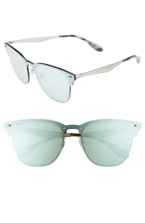 Ray Ban Ray Ban Blaze Mirrored Rimless Square Sunglasses 47mm Greensilver Modesens