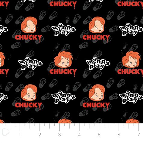 Chucky Cotton Fabric By The Yard Character Halloween Etsy