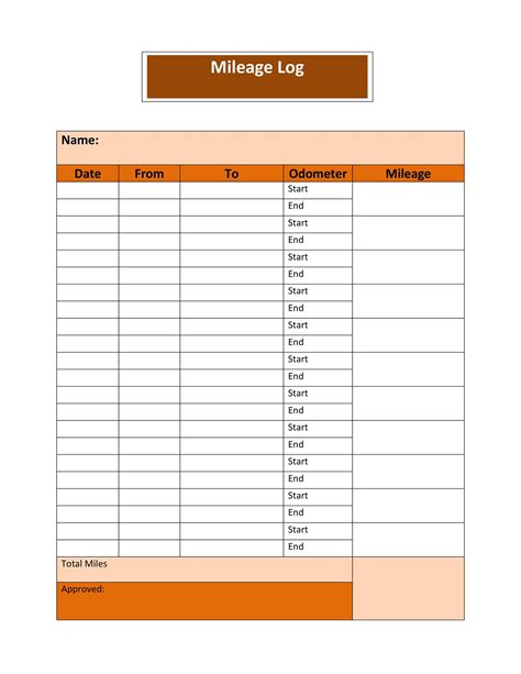 Printable Mileage Log Templates Free Templatelab Images And Photos