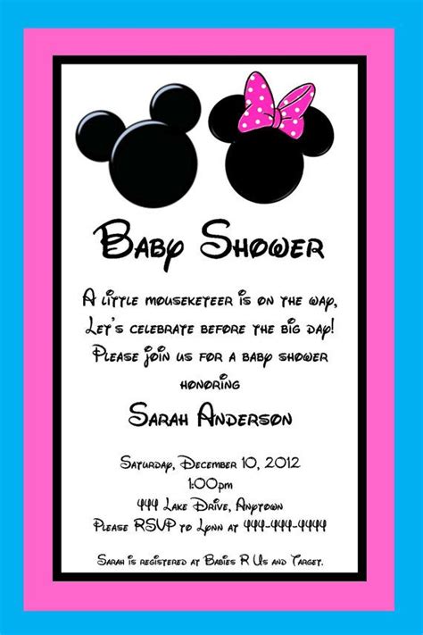 Disney baby shower invitations faqs. Mickey and Minnie Mouse Inspired Baby Shower Invitation ...