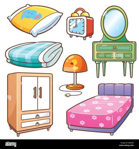 Vector Illustration Of Cartoon Bedroom Element Set Stock Vector Image