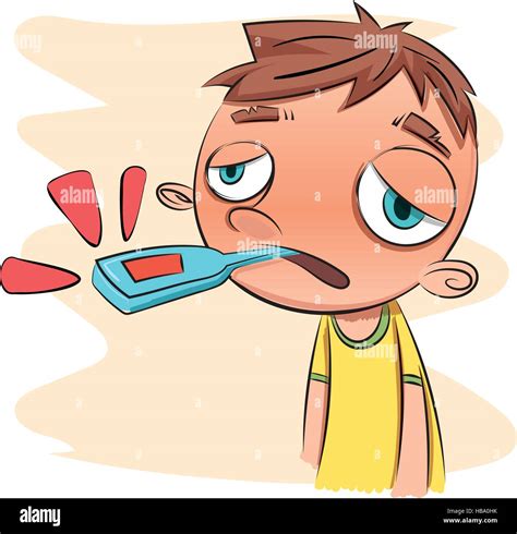 Cartoon Sick Boy With Thermometer Stock Vector Image And Art Alamy