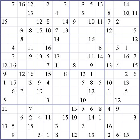 We have prepared several printable sudoku 16 x 16 of different levels: Search Results for "16x16sudoku" - Calendar 2015