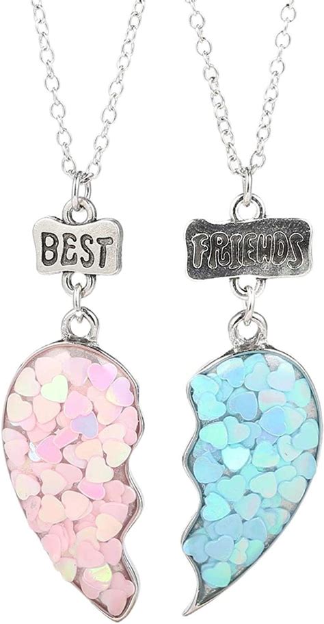 Lfyxcw Split Heart Best Friend Friendship Necklace For 2 Girls Uk Fashion