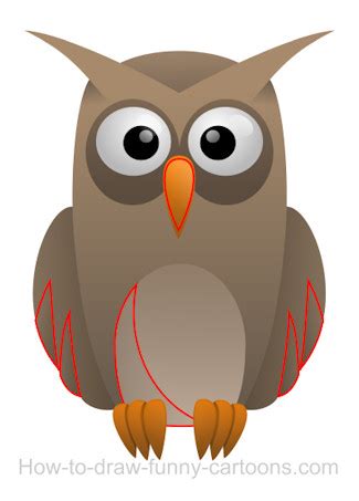I outline the general shape of the head. Drawing an owl cartoon