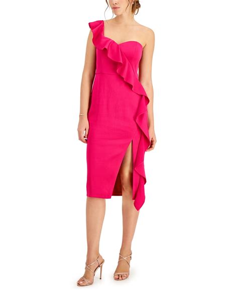 Aidan By Aidan Mattox Ruffled One Shoulder Dress Super Pink In 2021