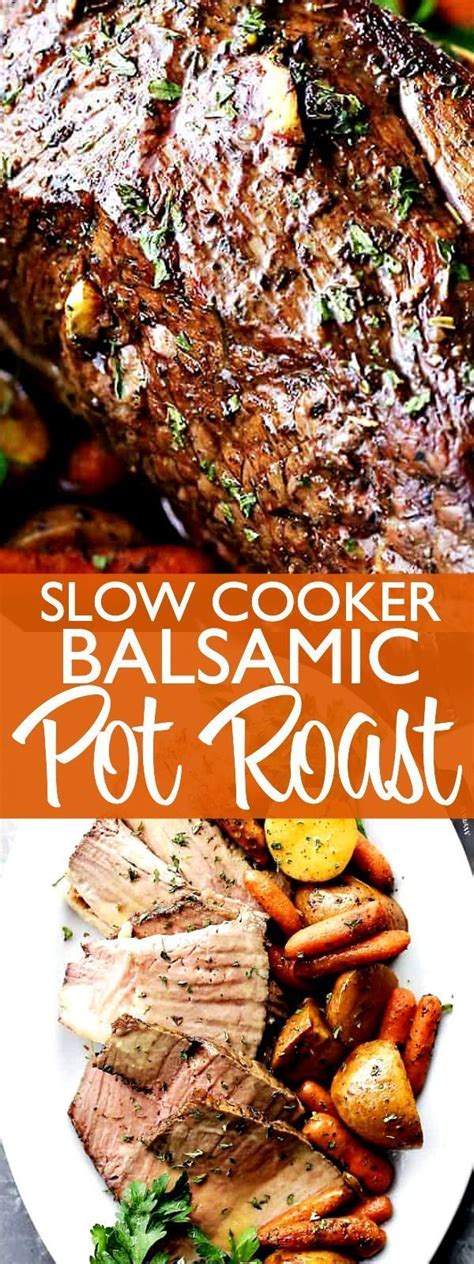 It is tender and delicious! Slow Cooker Balsamic Pot Roast - DELICIOUS fall-apart pot roast prepared in the crockpot wi ...