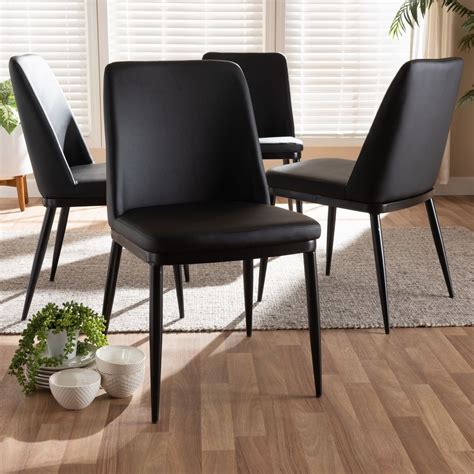Modern Black Leather Dining Chairs