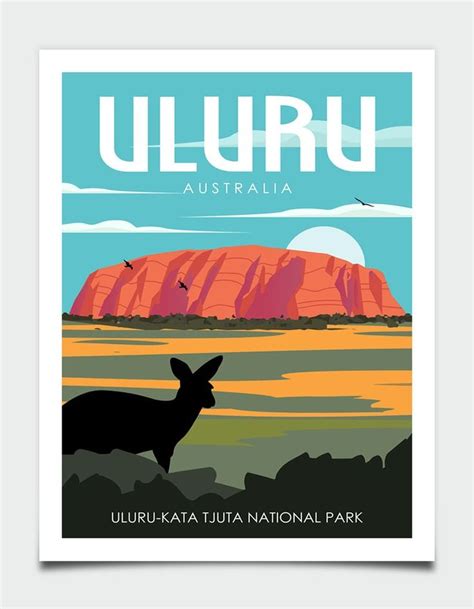 Uluru Travel Poster Ayers Rock Travel Poster Australia Wall Etsy