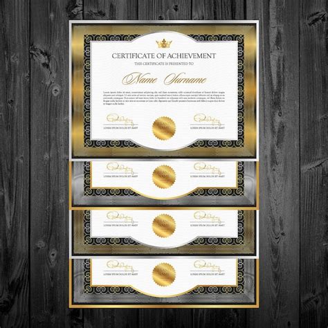 Modelo De Certificado De Diploma Preto E Dourado Elegante Vetor Premium