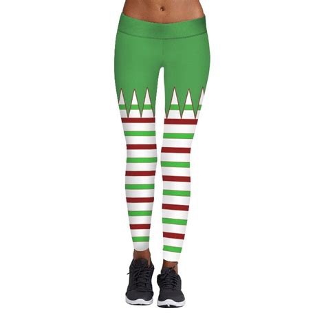 Aletterhin Women Tree Stripes Printed Leggings Christmas Wear Leggins