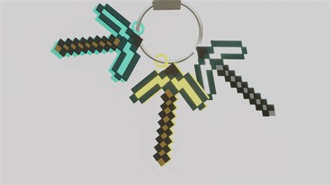 A Minecraft Pickaxe For Your Keychain 3d Print Model In Keychains 3dexport
