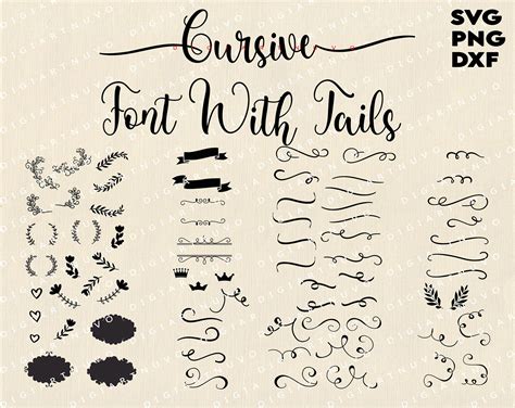 Art And Collectibles Cursive Font Swashes Font Font With Tails Wedding