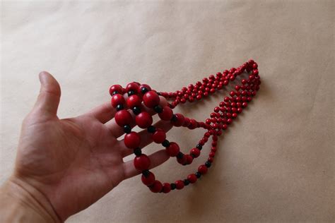 Wooden Necklace Red Wooden Beads Ukrainian National Etsy