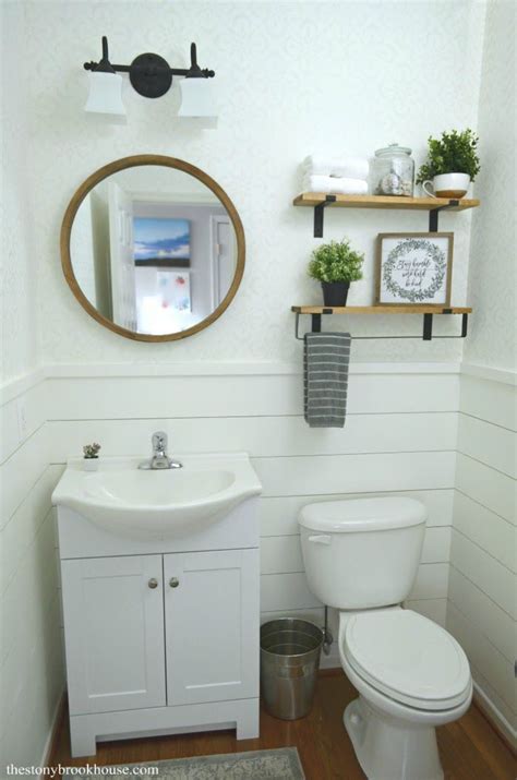 5.7 farmhouse living rooms with leather furniture. Farmhouse Powder Room Makeover Is Finished! | Powder room ...