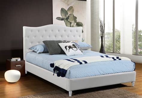 lily upholstered platform bed white queen husky furniture