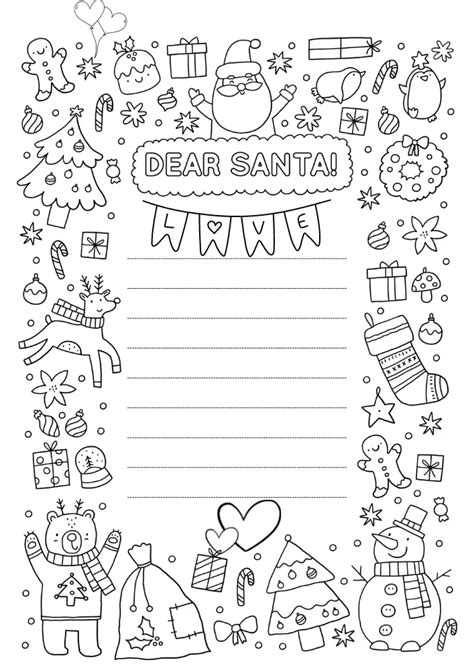 Santa Letter Coloring Pages Coloring Cool