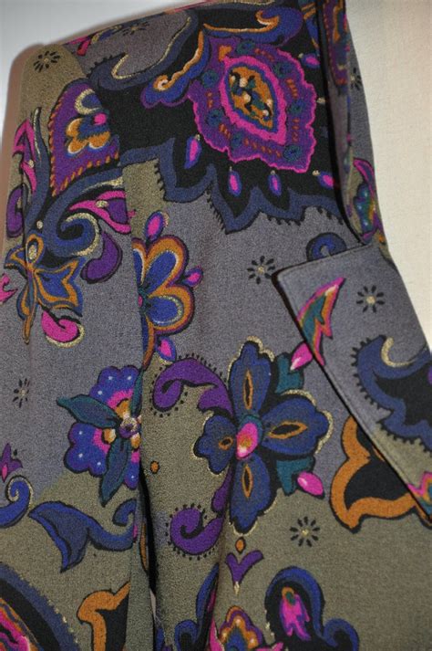Emmanuel Ungaro Whimsical Multi Color Palsey And Floral Wool Challis