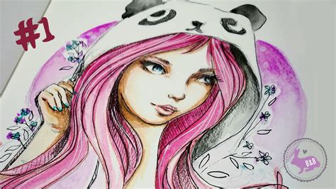 Pink Panda Girl A Drawing A Day 1 Youtube