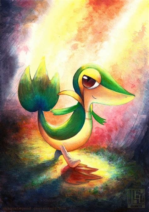 Snivy Painting By Eternalegend On Deviantart Ghost Type Pokemon First