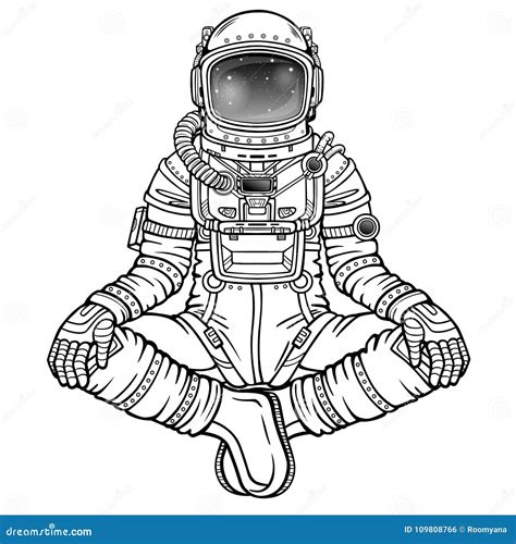Animation Figure Of The Astronaut Sitting In A Buddha Pose Stock