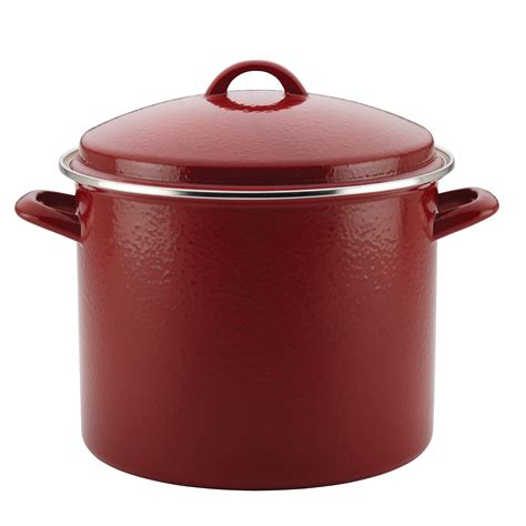 It comes with a mirror finish and makes them shine well. Paula Deen Enamel on Steel Covered Stockpot, 12-Quart, Red ...