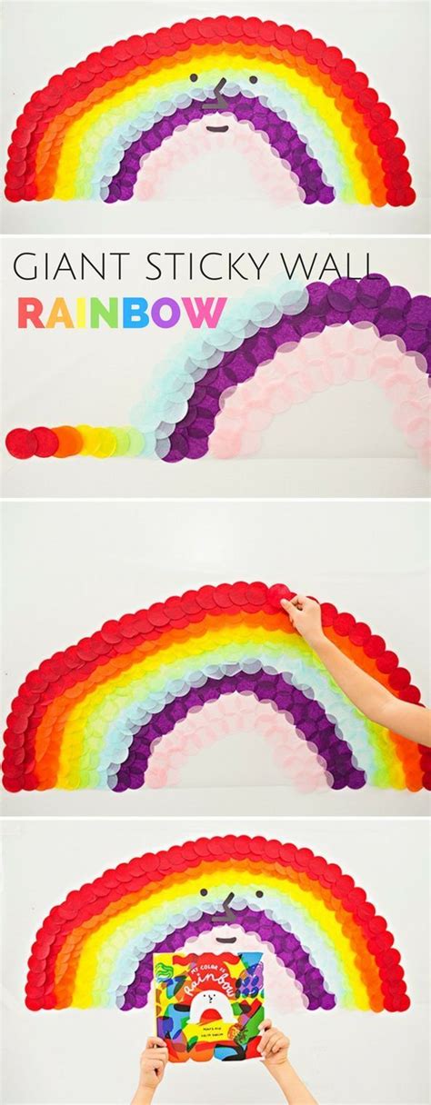 Make A Giant Sticky Wall Confetti Rainbow Rainbow Crafts