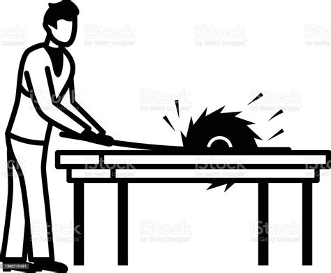 person with saw bench cutting the log vector icon design crafting occupations symbol hobby and