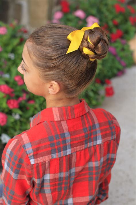 Braided Bun Wribbon Updo Hairstyles Cute Girls Hairstyles