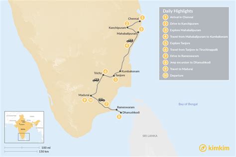 Clickable map of tamil nadu showing districts roads with boundaries. Tamil Nadu Temple Tour - 10 Days | kimkim