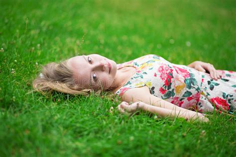 Young Girl Lying On The Grass On A Summer Day Stock Image Image Of Beautiful Outdoors 45279007
