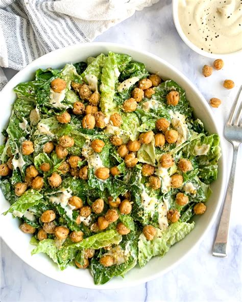 Vegan Caesar Salad With Crispy Chickpea Croutons Wholesome Crumbs