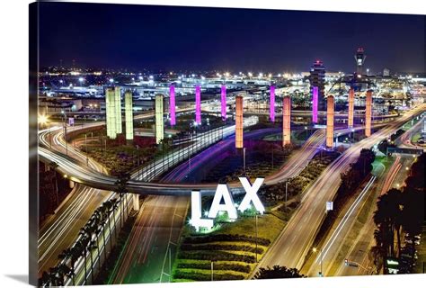 View With Neon Lights From Above Lax Airport Los Angeles California