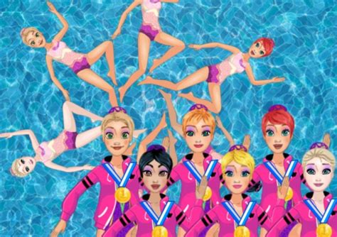 Equipe De Natation Synchronisée Sur Jeux Fille Gratuit