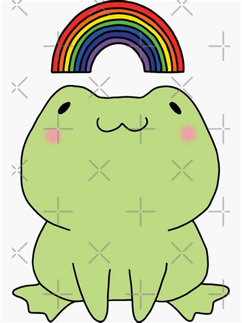 Cute Frog And Rainbow Design Sticker By Youngjbella Redbubble