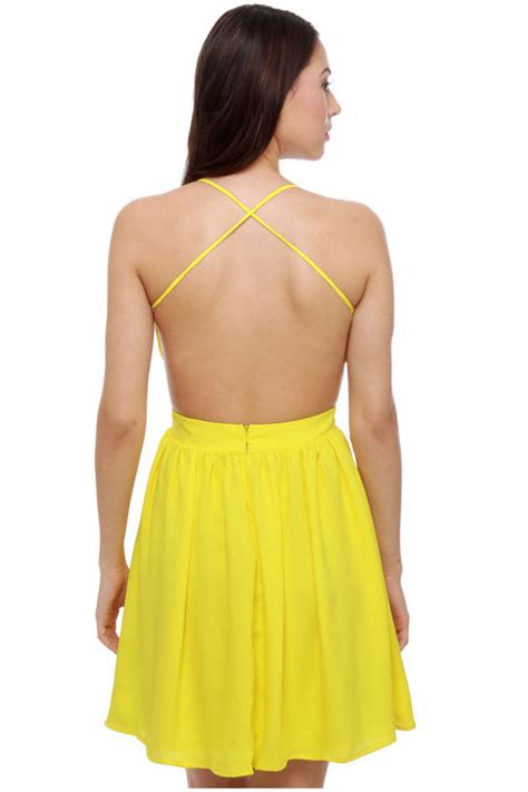 Sexy Neon Yellow Dress Backless Dress 46 00