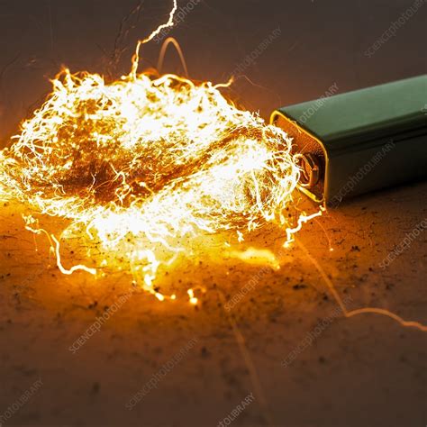 Battery And Steel Wool Stock Image C0248203 Science Photo Library