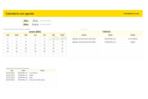 Descargar Plantilla Excel Calendario Con Agenda 【 Gratis