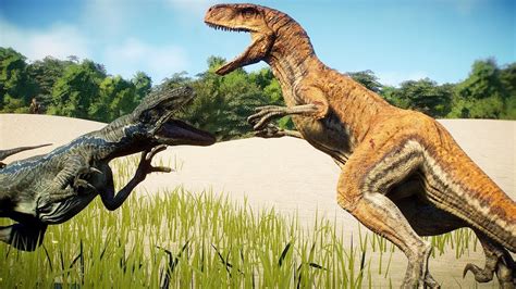Every Large And Medium Dinosaur Vs Raptors Jurassic World Evolution 2 Youtube