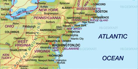Map Of East Coast Usa Region In United States Welt Atlasde
