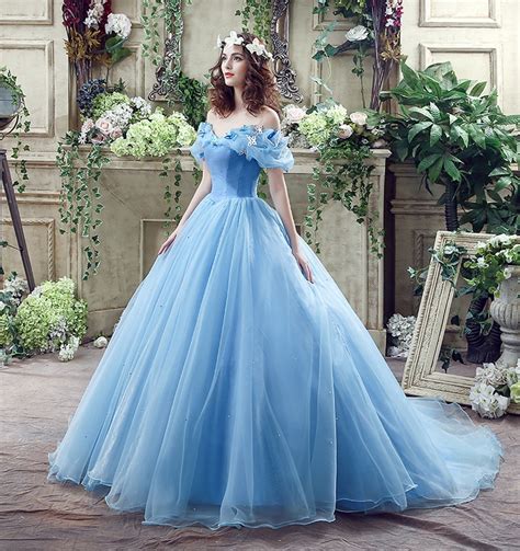 New Movie Deluxe Adult Cinderella Wedding Dresses Blue Cinderella Ball Gown Wedding Dress Bridal