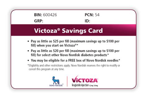 This card is not transferable. NovoCare | Savings Card for Victoza® (liraglutide) injection 1.2 mg or 1.8 mg