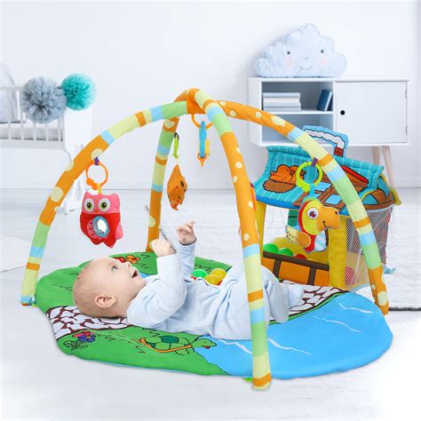 The mat is soft and comfortable even when the baby lies on it for a long time. Stimulating Baby Playing Mat - 4 in 1 Baby Gym with 4 ...